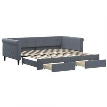 VidaXL Schlafsofa 100 × 200 cm – ausziehbares Tagesbett in dunkelgrauem Samt, mit Stauraum