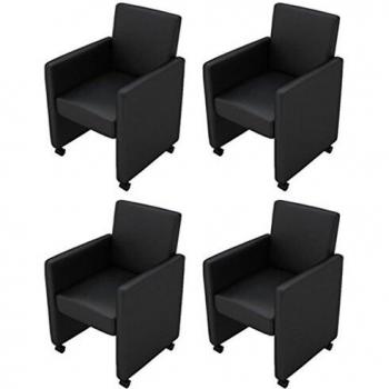 VidaXL 4‑Piece Black Dining Chairs with Faux Leather Upholstery