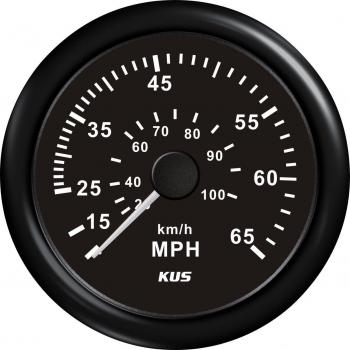 KUS Speedo Gauge Marine 0-65 MPH Black Bezel 85mm