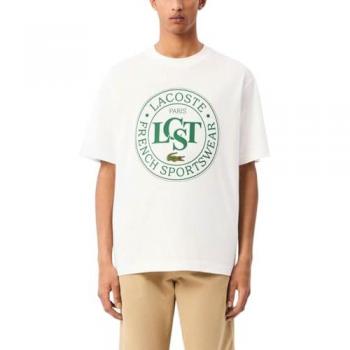 Vêtement Lacoste T-Shirt à Manches Courtes Large Blanc et Vert – 3XL