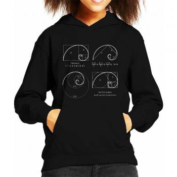 Maths and Science Fibonacci Spiral Hooded Sweatshirt (Black)