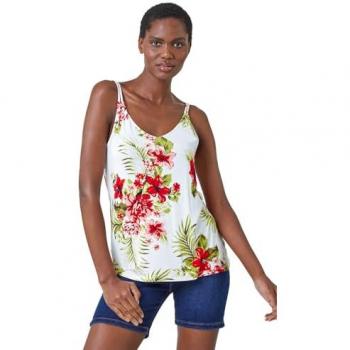 Roman Women's Tropical Print V-Neck Cami