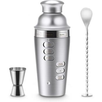 24Oz Cocktail Shaker Set with Recipe Guide and Accessories