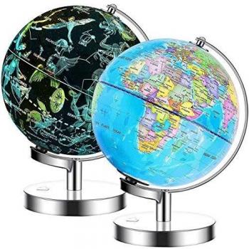 Exerz Illuminated World Globe 23cm diameter metal base