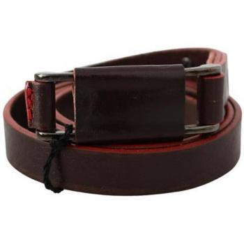Dolce & Gabbana Brown Leather Belt with Silver Logo Buckle