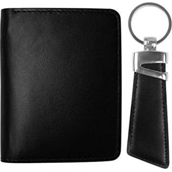 UK Men's Luxury Credit Card Holder and Keyring Combo – Dark Leather