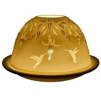 Welink's Dome Shaped Tealight Candle Holder with Light-Glow in Fuchsia and Hummingbird pattern