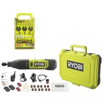 Pack RYOBI RRT12-120BA3/35 12 V – 1 batterie 2.0 Ah, 1 câble USB‑C et 155 pièces d’outillage