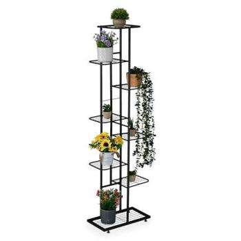 Supporto Piante 9 Vasi Relaxdays – ripiani in metallo nero, 142x45x22 cm