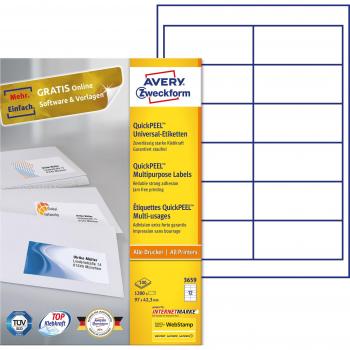 Avery 3659 Permanent White Label Sheets – Rectangle Format, 1200 Units