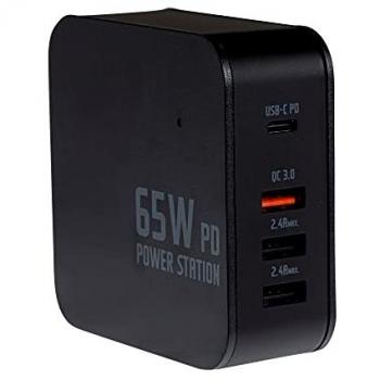 Universal 65W Multi-Port Fast Charging Adapter with USB-C and USB-A Ports, GaN PD QC 3.0