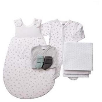Liliput Baby-Erstausstattung 8-teilig in Weiß/Grau mit niedlichen Prints Gr. 62/68