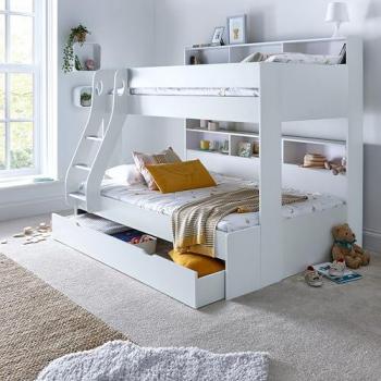 Oliver Triple‑Level Storage Bunk – Drawer + Memory Foam Bedding (Small Double)
