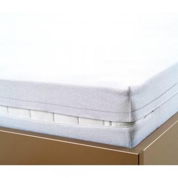 Schutzmatratze Biberna 0809960 – weißer, wasserdichter Frottee 90×200 cm