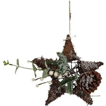 Frostig Julstjärna med Dekorativa Kottar och Pärlor 25 cm
