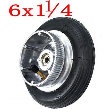 Super‑Aluminium‑Hub 150 mm, 6x1 ¼ Reifen, Innenrohr, elektrische Rollensysteme