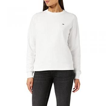 Sudadera C Neck blanca Tommy Jeans, manga larga, algodón orgánico y sostenible