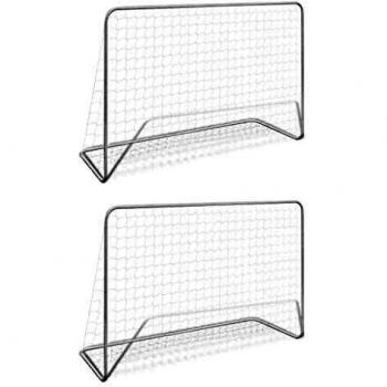 Fußballtore 2 Stück mit Netzen 182×61×122 cm Stahl Weiß