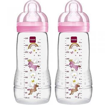 Mam Easy Active, Set di 2 Biberon con Tettarella Misura 3, 330 Ml