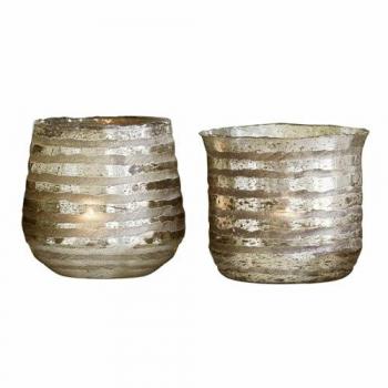 Set de 2 photophores Anira gris vieilli