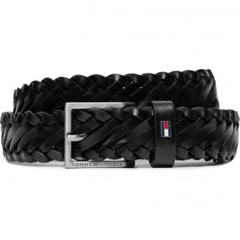 Cintura Oliver 3.0 Tommy Hilfiger con Spina in Pelle Nera