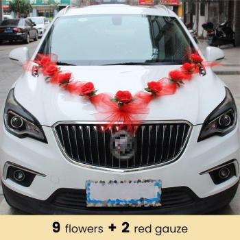 Set de Flores de Seda Blancas con Cintas de Tul para Decoración de Coche y Manijas