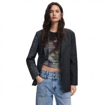Desigual Asymmetrical Button Closure Women's Blazer Valencia Black Size S
