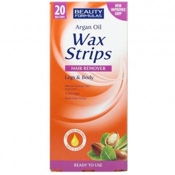 Beauty Formulas Argan Oil Wax Strips 20's Legs & Body All Skin Types