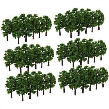 Heizi 60-Tree Architectural Model Kit – Dark Green, HO & N Gauge Compatible