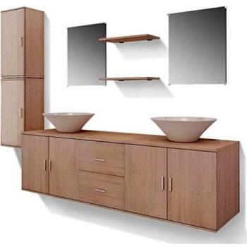 Conjunto de muebles de baño 9 piezas Beige