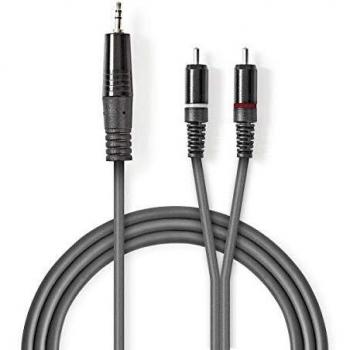 5m Grey 3.5 mm Male to 2x RCA Male Stereo Cable
