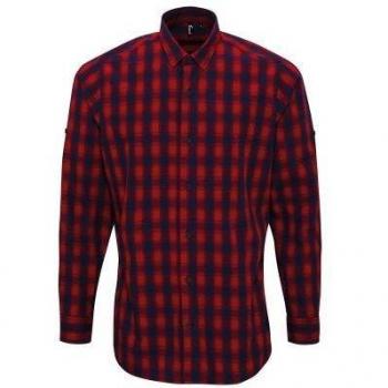 Premier Mulligan Herren Langarmhemd – Marineblau/Weiß, Größe M