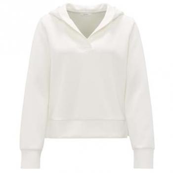 OPUS Hoodie mit V-Ausschnitt Modell 'Gerwa', Größe 40 Offwhite