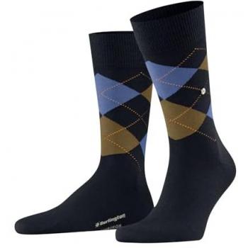 Burlington Men's Virgin Wool Argyle Socks Edinburgh Dark Night 6.5-11