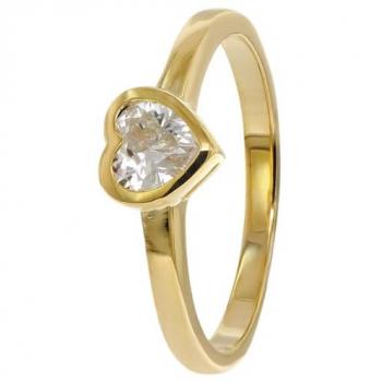 Damen-Goldring Trendor – 333/8K Gold, Herzform aus Zirkonia