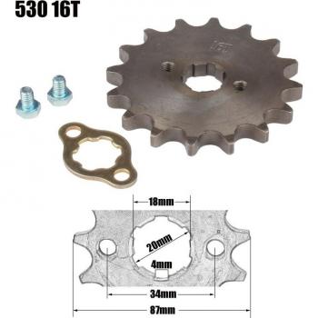 Étoile pignon moteur avant 530 16 dents 20mm casier, accessoire motocyclette