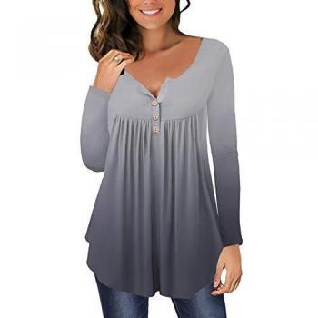 Soft Gray Gradient Long Sleeve Tee for Her