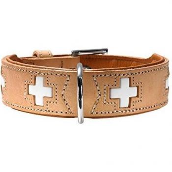 Collier de chien en cuir HUNTER, taille 42, naturel/beige