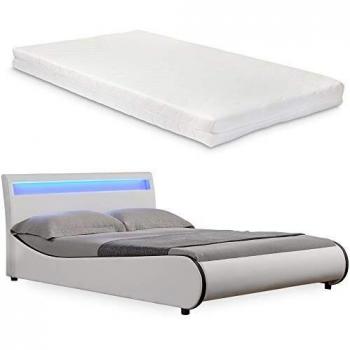 Lit capitonné Corium avec éclairage LED et matelas 180x200 cm