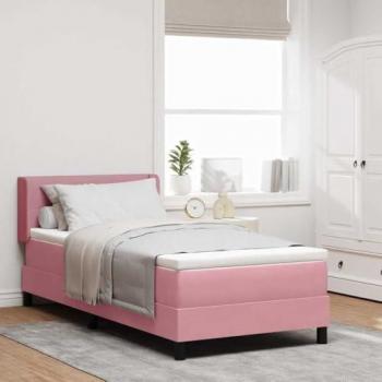 Lit à Ressorts VidaXL 100x200 cm Velours Rose
