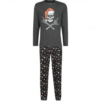 Men's Grey Christmas Skull Pyjamas by EMP