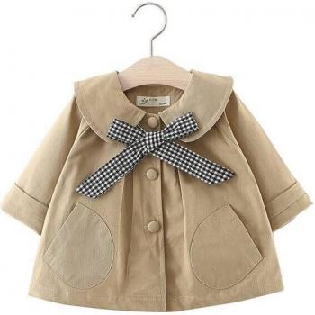 Baby Girls Plaid Bow Tie Coat
