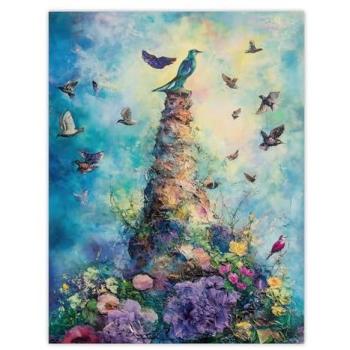 Azure Aviary Blossoms – 24x32 Artery8 Wall Art