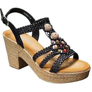 Floral Bead Lace‑Up Espadrille Sandals