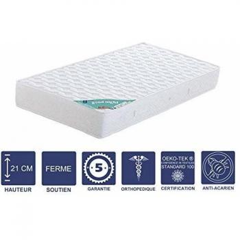 Matelas Goodnight 70x190 cm – 21 cm – Ferme – Aerotech+ HR 35 Kg/m³ – Confort Respirant