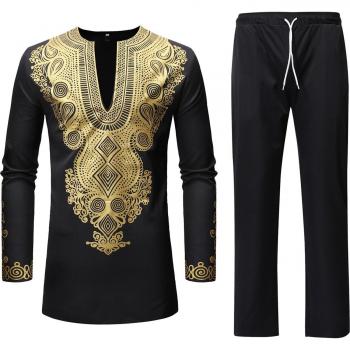 Tenue Homme Dashiki 3D – Chemise Longues et Pantalon Élégant