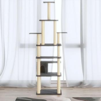 Rascador para gatos Vidaxl con postes de sisal gris oscuro 183 cm