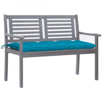 120 cm Grey Eucalyptus Wood Garden Bench with Cushion for 2