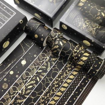 Black Gold Galaxy Decorative Adhesive Tape Set