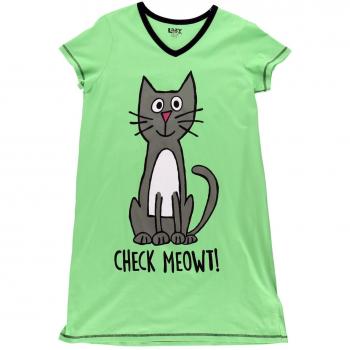 LazyOne Frauen-Check-Meowt! Schlafanzug V‑Kragen S/M